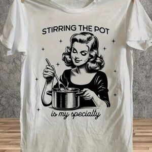 White Graphic T-Shirt with Retro Design